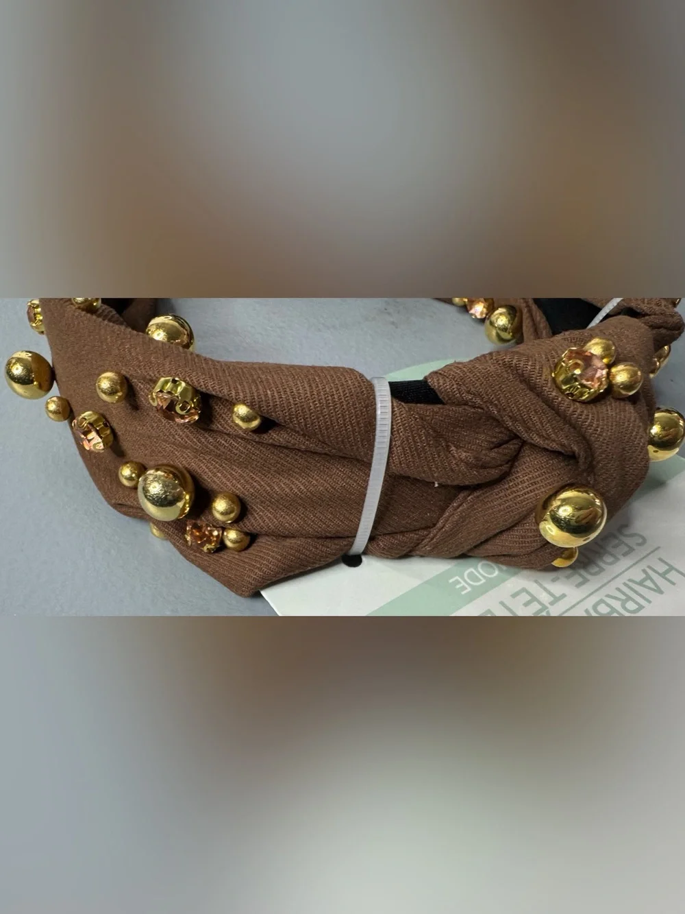 Brown Beaded Knot Headband classy chic fall
